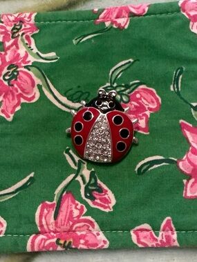 Rhinestone Ladybug Brooch Red Enamel Pin Whimsical Insect Jewelry Cottagecore